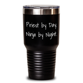 Priest Gifts from Friends, Priest By Day. Ninja By Night. Funny Tumbler for Graduation, Gifts for Priest, 20oz or 30oz Capacity - Main